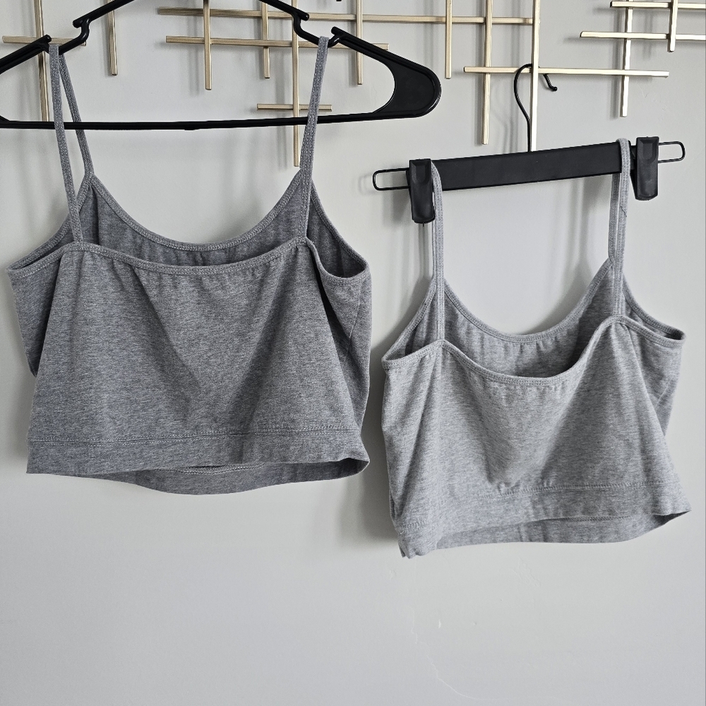 Two Piece Casual Gray Cropped Tank Tops​ - Picture 4 of 8